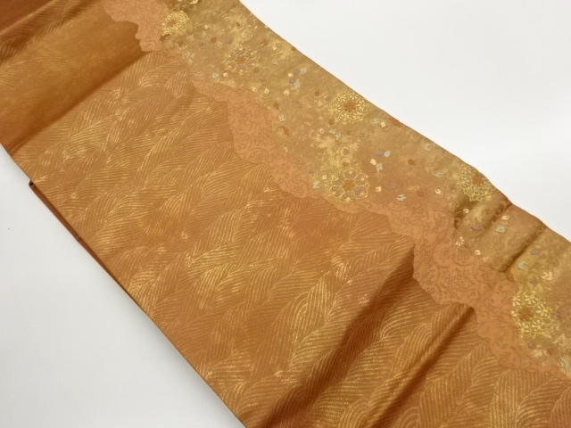 華文に花唐草・荒波模様織出し名古屋帯